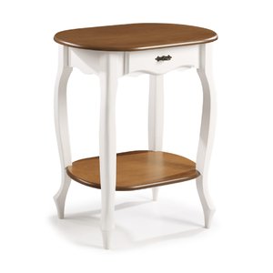 Aparador Oval com 1 Gaveta e Prateleira 1034 Linz Móveis - Laca Branca/imbuia Glazer