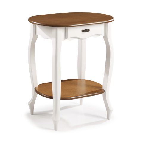 Aparador Oval com 1 Gaveta e Prateleira 1034 Linz Móveis - Laca Branca/imbuia Glazer