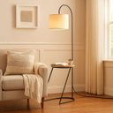 Ver imagem 2 de Mesa de Cabeceira com Luminária Acoplada Sofisticada Cúpula de Linho Cor Bege