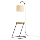 Ver imagem 1 de Mesa de Cabeceira com Luminária Acoplada Sofisticada Cúpula de Linho Cor Bege