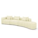 Ver imagem 2 de Sofá Curvo Decorativo Kimiko 437cm 5 Lugares Sala de Estar com Chaise Bouclê Off White G52 - Gran Be