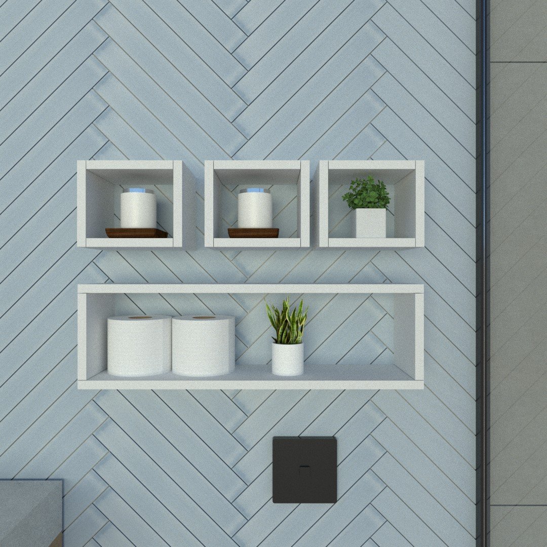 Kit 4 Nichos Decorativos P15cm Minimalista Branco Mdf Organizador Banheiro Lavanderia - Rufatto Deco