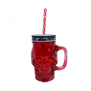 Copo Vidro Caveira Vermelho 480ml