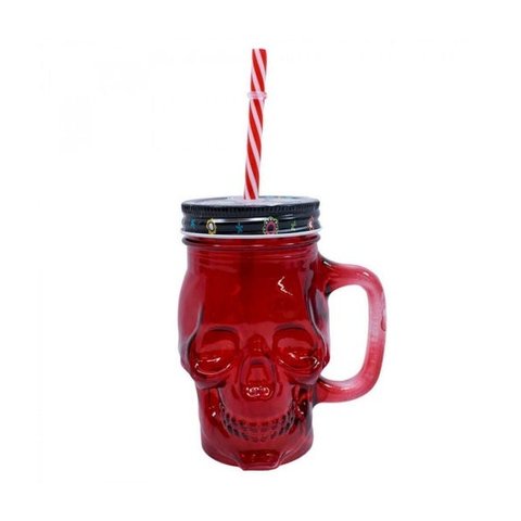 Copo Vidro Caveira Vermelho 480ml