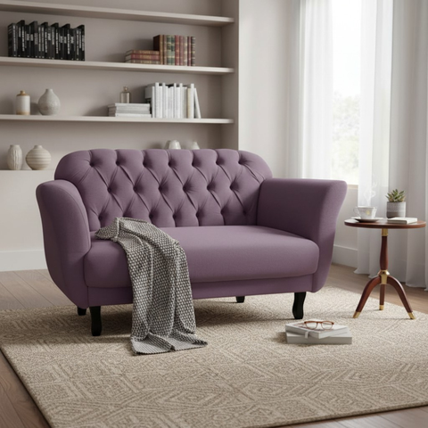 Namoradeira Decorativa Dália Suede Rosê 2 Lugares Pés Madeira Mz Decor
