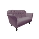 Ver imagem 4 de Namoradeira Decorativa Dália Suede Rosê 2 Lugares Pés Madeira Mz Decor