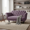 Ver imagem 2 de Namoradeira Decorativa Dália Suede Rosê 2 Lugares Pés Madeira Mz Decor