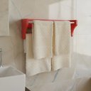 Ver imagem 1 de Toalheiro Duplo Suporte Cabideiro Porta Toalhas de Parede Acessório para Banheiro Vermelho Laca