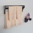 Ver imagem 2 de Kit Acessórios para Banheiro Conjunto 2 Peças Porta Toalhas Papel Higiênico Preto Laca