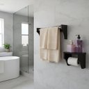 Ver imagem 1 de Kit Acessórios para Banheiro Conjunto 2 Peças Porta Toalhas Papel Higiênico Preto Laca