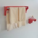 Ver imagem 2 de Kit Acessórios para Banheiro Conjunto 2 Peças Porta Toalhas Papel Higiênico Vermelho Laca