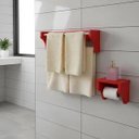 Ver imagem 1 de Kit Acessórios para Banheiro Conjunto 2 Peças Porta Toalhas Papel Higiênico Vermelho Laca