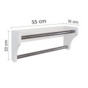 Ver imagem 5 de Toalheiro Duplo Suporte Cabideiro Porta Toalhas de Parede Acessório para Banheiro Branco Laca