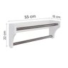 Toalheiro Duplo Suporte Cabideiro Porta Toalhas de Parede Acessório para Banheiro Branco Laca - 5