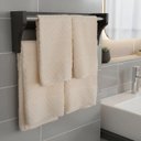 Ver imagem 1 de Toalheiro Duplo Suporte Cabideiro Porta Toalhas de Parede Acessório para Banheiro Preto Laca