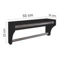 Ver imagem 5 de Toalheiro Duplo Suporte Cabideiro Porta Toalhas de Parede Acessório para Banheiro Preto Laca