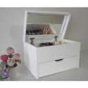 Ver imagem 4 de Porta Maquiagem Caixa Organizadora com Espelho Branco Laca