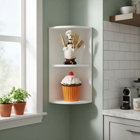 Cantoneira Nicho Prateleira de Canto Suspenso Multiuso Cozinha Branco Laca