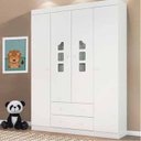 Ver imagem 1 de Guarda-Roupa Infantil Lívia 4 Portas 2 Gavetas Em MDF Branco Phoenix Baby