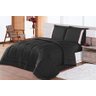 Kit Edredom Queen Aconchego Dupla Face C/ Lençol 6pçs Preto - 1