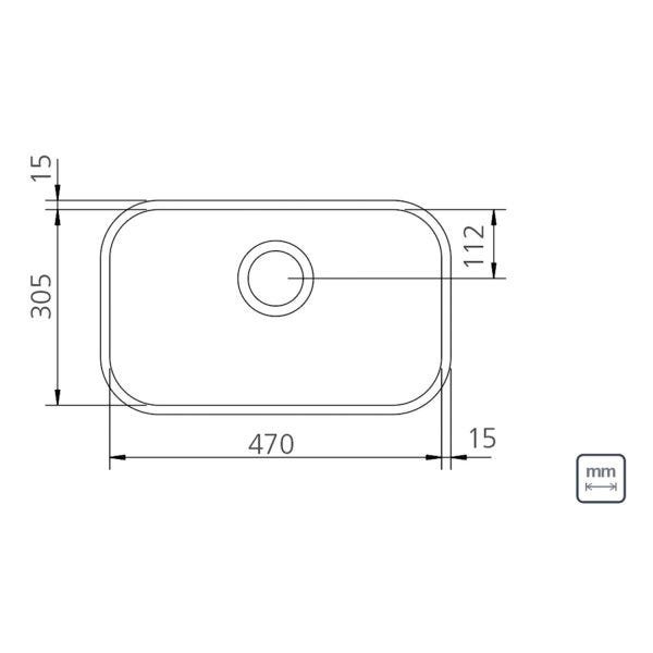 Cuba de Embutir para Cozinha Tramontina Retangular 47 BL - Válvula 4.1/2 - 2