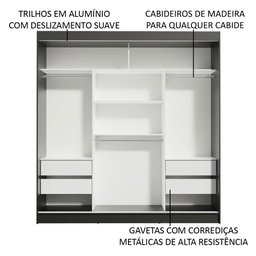 Guarda-roupa Casal Madesa Reno 3 Portas de Correr com Espelho - 6