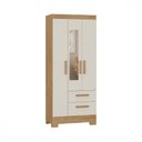 Ver imagem 2 de Guarda Roupa Solteiro com Espelho 3 Portas Fortaleza Canelato com Off White Atualle