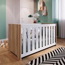 Ver imagem 1 de Berço Infantil Americano 3 em 1 com Colchão Vira Cama e Sofá Branco/Oak - Completa Móveis