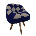 Ver imagem 2 de Poltrona Paloma Escritório Sala Giratória Madeira Suede Azul Marinho e Suede Cappuccino - Dominic de