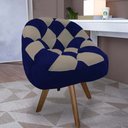 Ver imagem 1 de Poltrona Paloma Escritório Sala Giratória Madeira Suede Azul Marinho e Suede Cappuccino - Dominic de