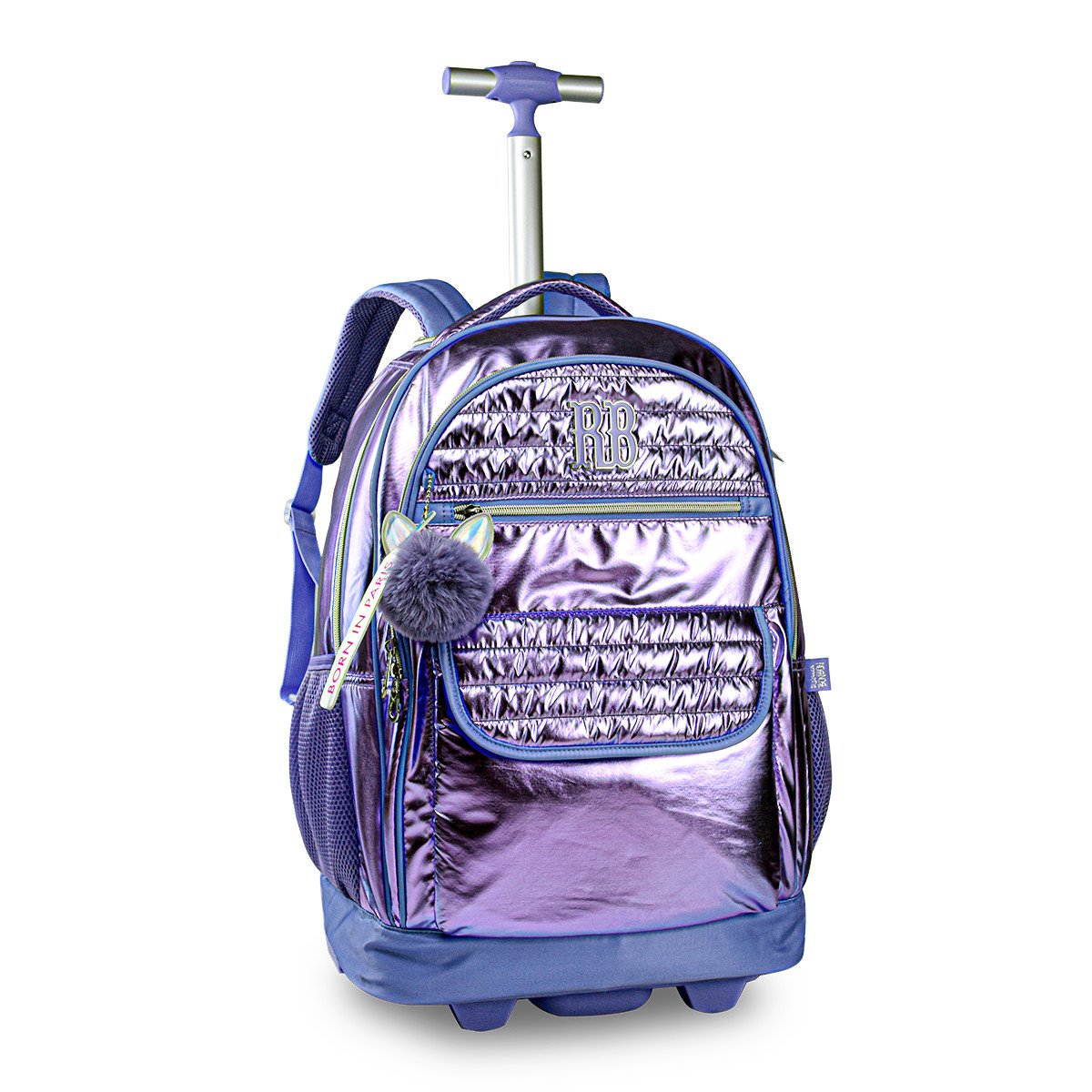 Kit Escolar Mochila De Rodinha Metalizada E Estojo RB Roxo | MadeiraMadeira