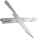 Ver imagem 3 de Faca Gaúcha Churrasco 7' Bainha Cabo Aço Inox Modelo Prateada Antiga
