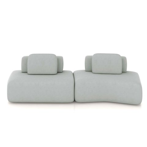 Sofá Ilha Sala de Estar Dakota 2 Módulos 316cm Encostos Almofadas Soltas Veludo Cinza Claro G33 - Gr