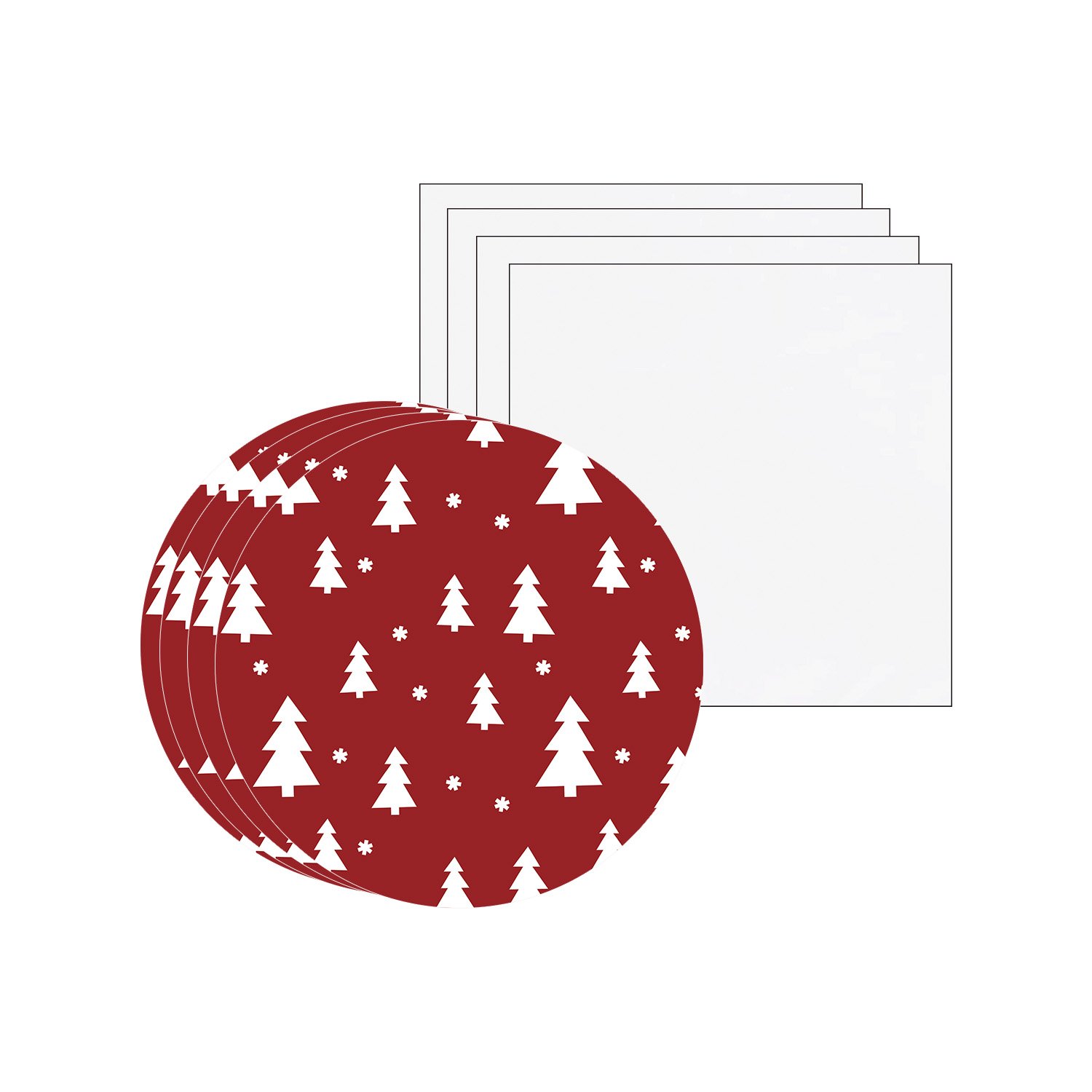 Kit Sousplat + Guardanapo Natal Fundo Vermelho/pinheiro - 4 Peças - sem Base - 1