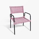Ver imagem 1 de Conjunto 4 Poltronas Porã em Junco Sintético Aço Preto com Braços para Jardim Externo - Rosa