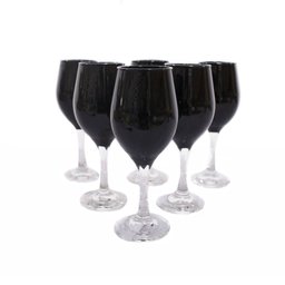 Jogo de 6 Taças Pretas Haste Transparente 300Ml^ - 2