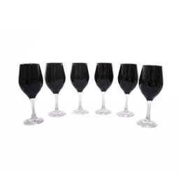 Jogo de 6 Taças Pretas Haste Transparente 300Ml^ - 1