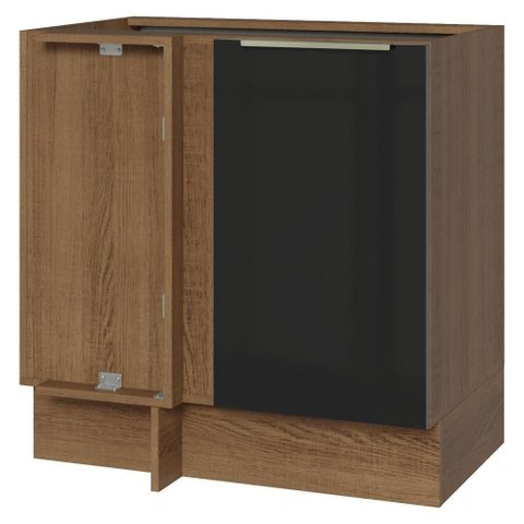Balcão de Canto 1 Porta (sem Tampo) Rustic/preto Lux Madesa Rustic/preto