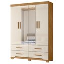 Ver imagem 5 de Guarda Roupa Solteiro Ambiente Miami 4 Portas Freijó Off White com Espelho - Moval