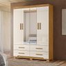 Guarda Roupa Solteiro Ambiente Miami 4 Portas Freijó Off White com Espelho - Moval - 1