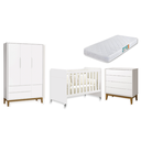 Ver imagem 1 de Quarto de Bebê Berço Evolution + Cômoda 4g + Guarda Roupa 3P Branco Classic com Colchão