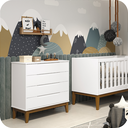 Ver imagem 5 de Quarto de Bebê Berço Evolution + Cômoda 4g + Guarda Roupa 3P Branco Classic com Colchão