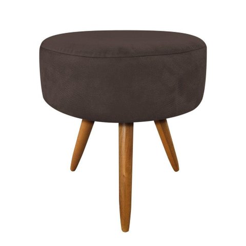Puff Banqueta Redonda Nina Suede Marrom