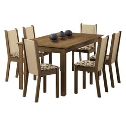 Conjunto Sala de Jantar Madesa Miriam Mesa Tampo de Madeira 6 Cadeiras - Rustic/crema/bege Marrom - 2