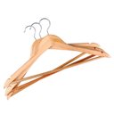 Ver imagem 1 de Kit 03 Cabides de Madeira Claro Marfim Verniz Alta Qualidade