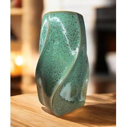 Vaso Torneado Verde Estelar Cerâmico - 30,5cm - 3