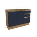 Ver imagem 1 de Balcão de Pia Celeste Kappesberg 100% Mdf 2 Portas 3 Gavetas Nogueira/azul 120cm
