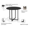 Mesa de Jantar Preta Estilo Industrial Tampo Redondo 90 Cm - 5
