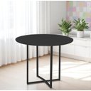 Ver imagem 1 de Mesa de Jantar Preta Estilo Industrial Tampo Redondo 90 Cm