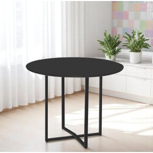 Mesa de Jantar Preta Estilo Industrial Tampo Redondo 90 Cm